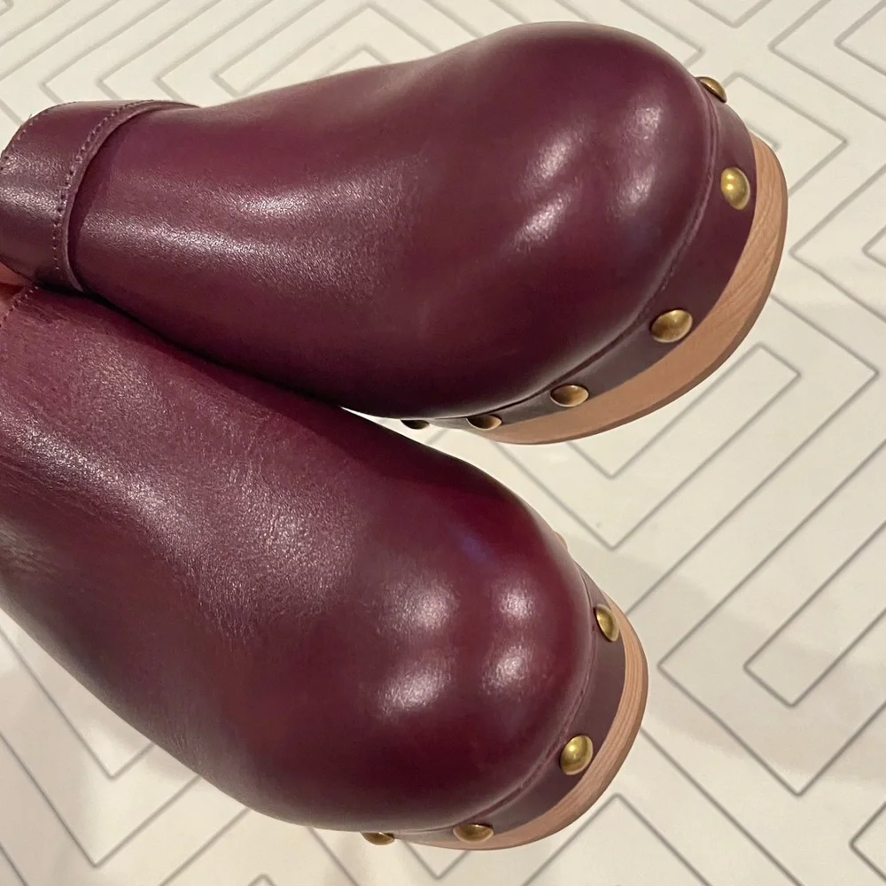 J. Crew Burgundy Leather Studded Mules - Picture 13 of 13